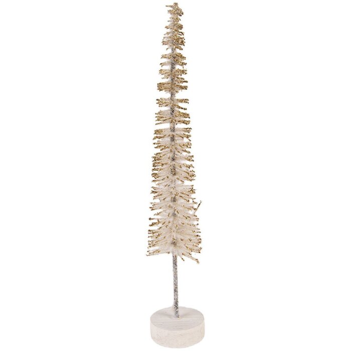 Clayre & Eef 66315BE Dekoration Weihnachtsbaum Ø 5x25 cm Beige-Gold
