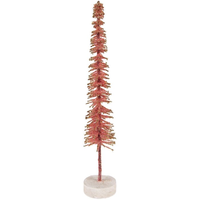 Clayre & Eef 66315P Dekoration Weihnachtsbaum Ø 5x25 cm Rosa Goldfarben
