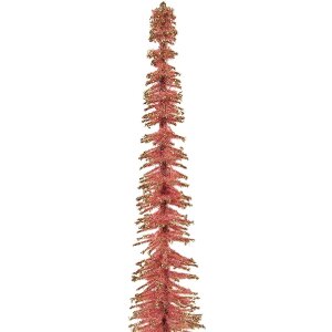Clayre & Eef 66315P Dekoration Weihnachtsbaum Ø 5x25 cm Rosa Goldfarben