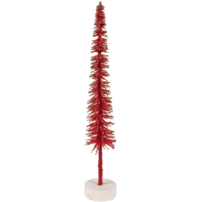 Clayre & Eef 66315R Dekoration Weihnachtsbaum Ø 5x25 cm Rot Goldfarben