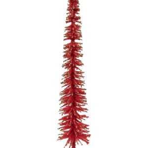 Clayre & Eef 66315R Dekoration Weihnachtsbaum Ø 5x25 cm Rot Goldfarben