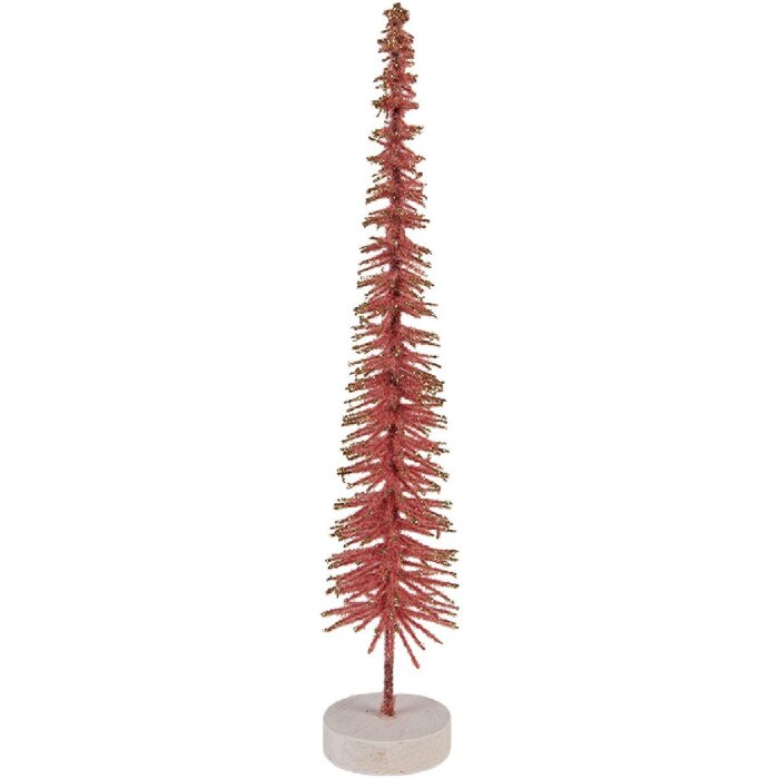 Clayre & Eef 66316P Dekoration Weihnachtsbaum Ø 6x30 cm Rosa Goldfarben