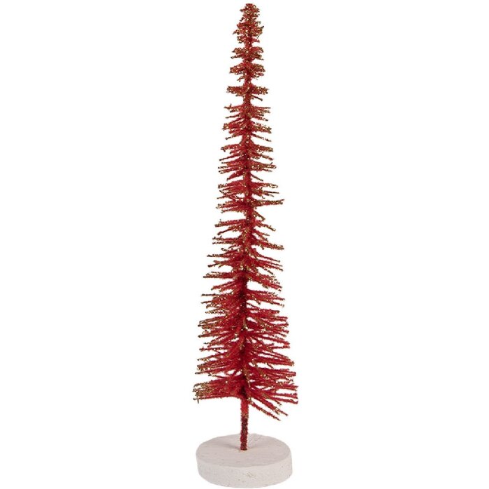 Clayre & Eef 66316R Dekoration Weihnachtsbaum Ø 6x30 cm Rot-Gold