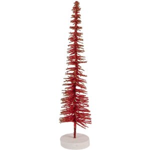 Clayre & Eef 66316R Dekoration Weihnachtsbaum Ø 6x30 cm Rot-Gold