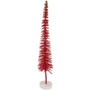 Clayre & Eef 66317R Dekoration Weihnachtsbaum Rot Goldfarben 8x40 cm