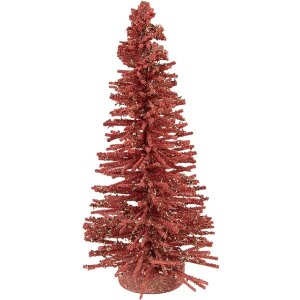 Clayre & Eef 66318P Dekoration Weihnachtsbaum Rosa Goldfarben 14x25 cm