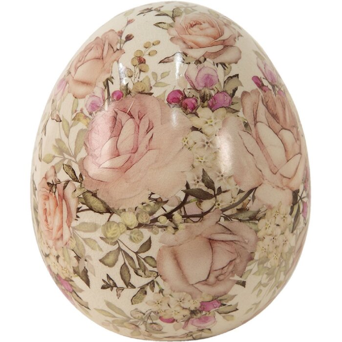 Ou decorativ din ceramică Clayre & Eef, Ø 7x9 cm, bej și roz