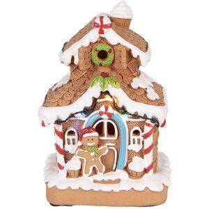 Clayre & Eef 6PR5867 Dekoration Haus mit LED 11x10x17 cm