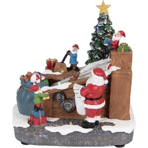 Clayre & Eef 6PR5872 Dekoration Weihnachtsmann mit LED 20x16x20 cm