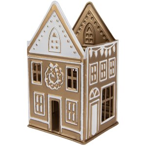 Clayre & Eef 6Y5920 Teelichthalter 12x11x22 cm Goldfarben Weiß