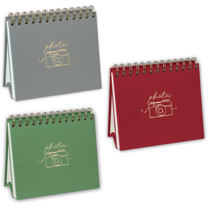 Album Foto Spiralat ZEP Autoadeziv Decorativ 20 File Roșu/Verde/Gri 10x15/13x19