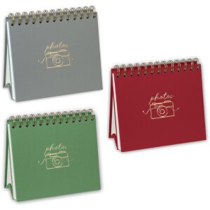 Album Foto Spiralat ZEP Autoadeziv Decorativ 20 File Roșu/Verde/Gri 10x15/13x19