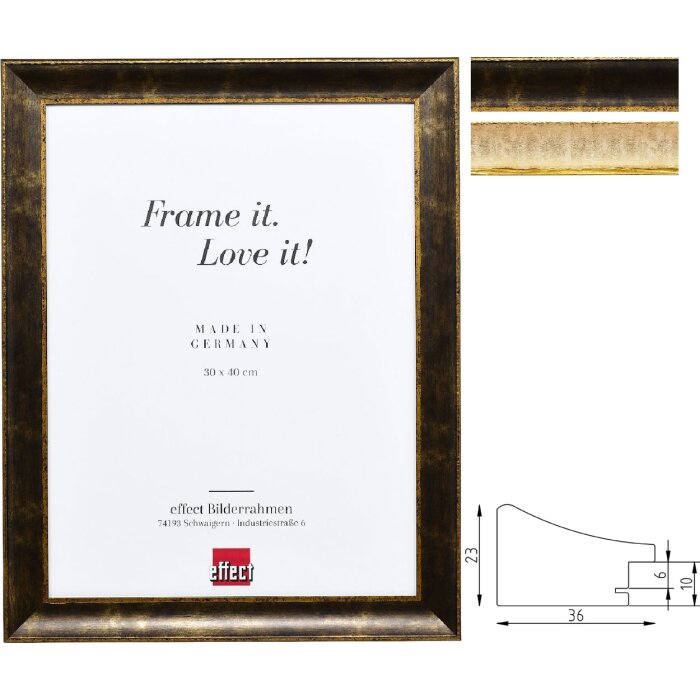 Effect Holzrahmen Profil 68 Barockrahmen Schwarz oder Elfenbein 3,6 cm