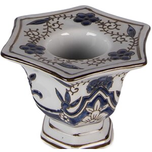 Clayre & Eef 6CE2384L Kerzenständer Ø 18 cm x H 36 cm Weiß-Blau