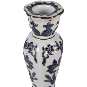 Clayre & Eef 6CE2384S Kerzenständer Ø 11 cm x 21 cm Weiß-Blau