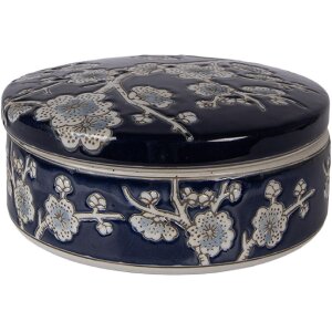 Clayre & Eef Schmuckbox Keramik Blau-Weiß...