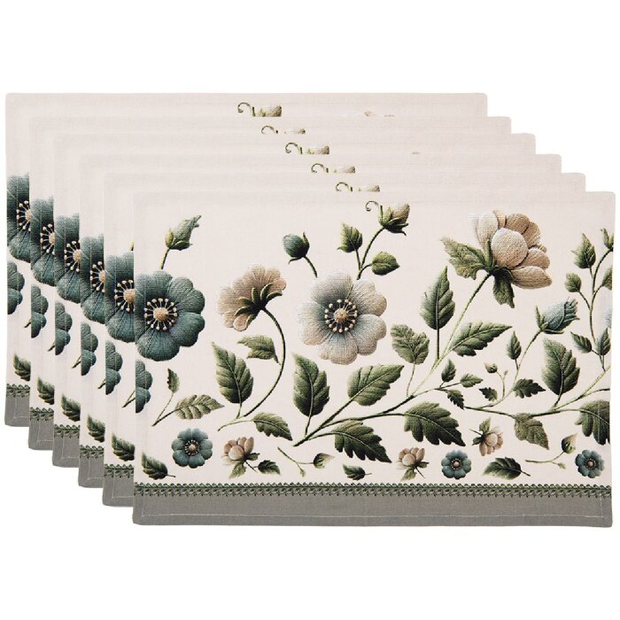 Clayre & Eef GTB40 Tischset 6 Stück Beige-Grün 48x33 cm