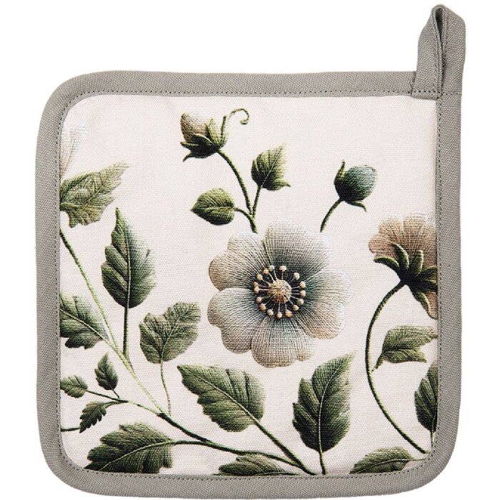 Topflap Clayre & Eef 20x20 cm - bumbac bej-verde, cu protecție împotriva căldurii