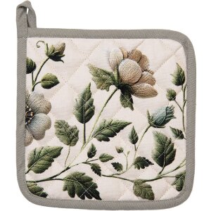 Topflap Clayre & Eef 20x20 cm - bumbac bej-verde, cu...