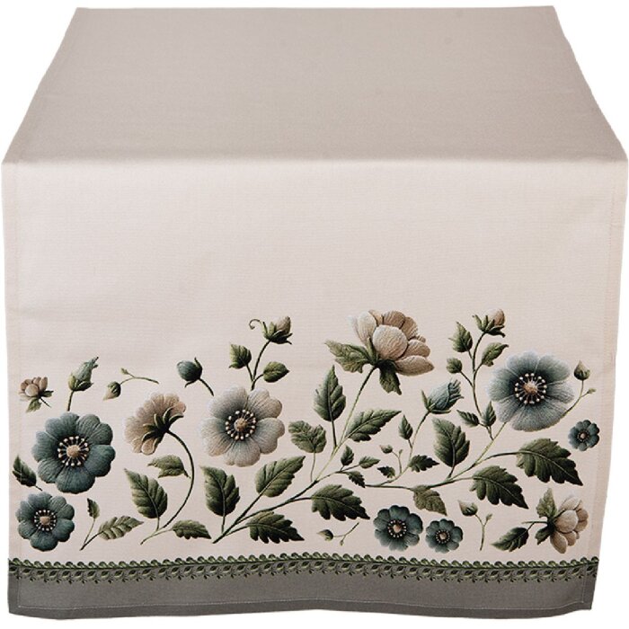 Clayre & Eef GTB64 Tischläufer 50x140 cm Beige-Grün