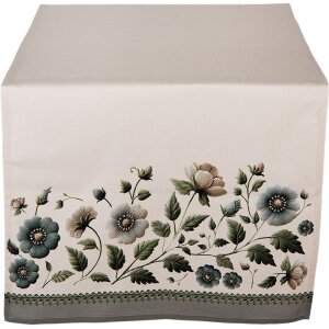 Clayre & Eef GTB64 Tischläufer 50x140 cm Beige-Grün