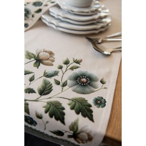 Clayre & Eef GTB64 Tischläufer 50x140 cm Beige-Grün