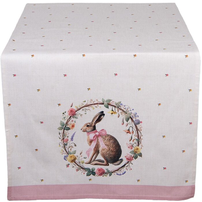 Covor de masă Clayre & Eef EWC64, 50x140 cm, bej-cenușiu