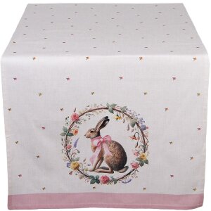 Covor de masă Clayre & Eef EWC64, 50x140 cm, bej-cenușiu