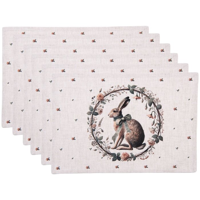 Set masă Clayre & Eef NLE40, 6 bucăți, 48x33 cm, beigebraun, bumbac