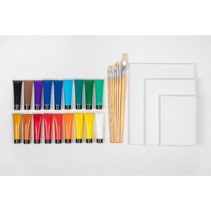 Walther Acrylfarben-Set mit Leinwand & Pinsel –...