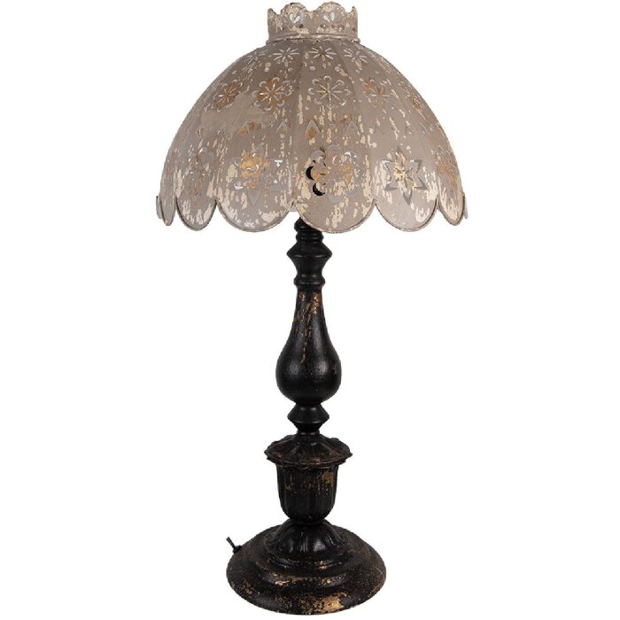 Lampă de masă Clayre & Eef, design modern, gri-negru, Ø41x75cm, E27 max 60W