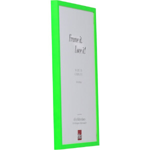 Rama foto din lemn cu profil neongreen 13x13 cm și sticlă de muzeu