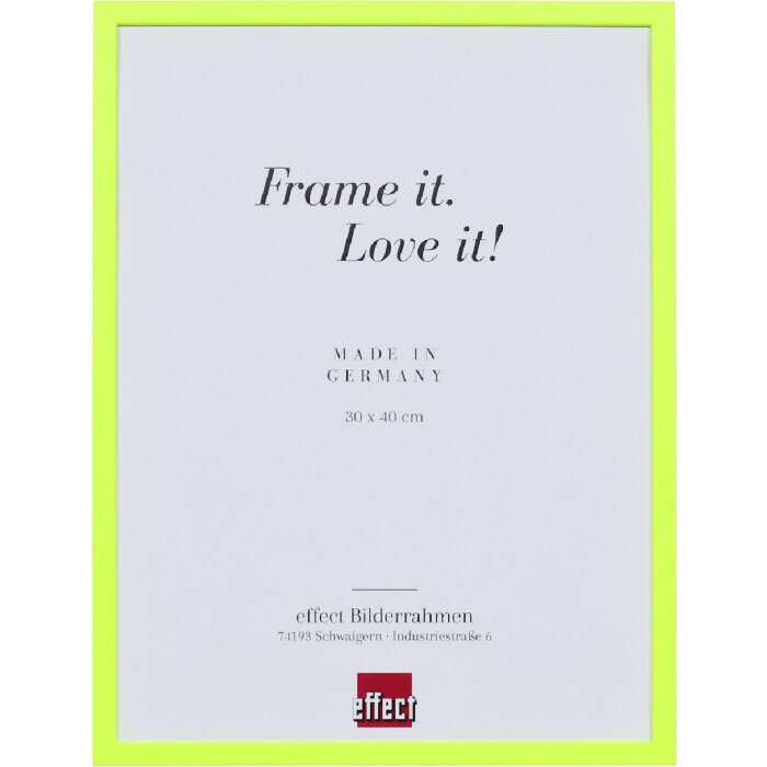 Rama foto din lemn masiv neon galben 10x15 cm cu sticlă antireflex