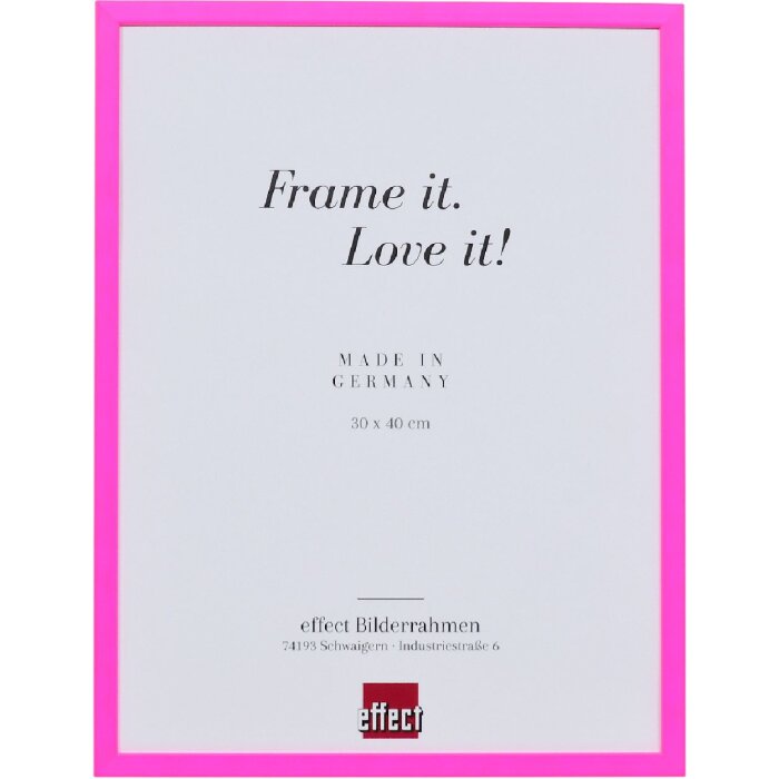 Rama foto din lemn masiv Profil neonpink 40x40 cm cu sticlă transparentă