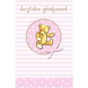 Artebene Babykarte Teddy rosa