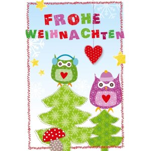 Artebene Weichnachtskarte Kids Eulen farbenfroh für...