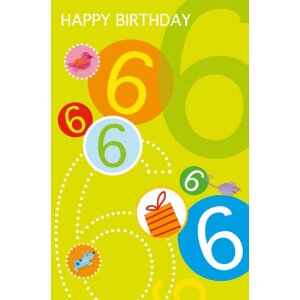 Glitterkarte Geburtstagskarte zum 6. Geburtstag