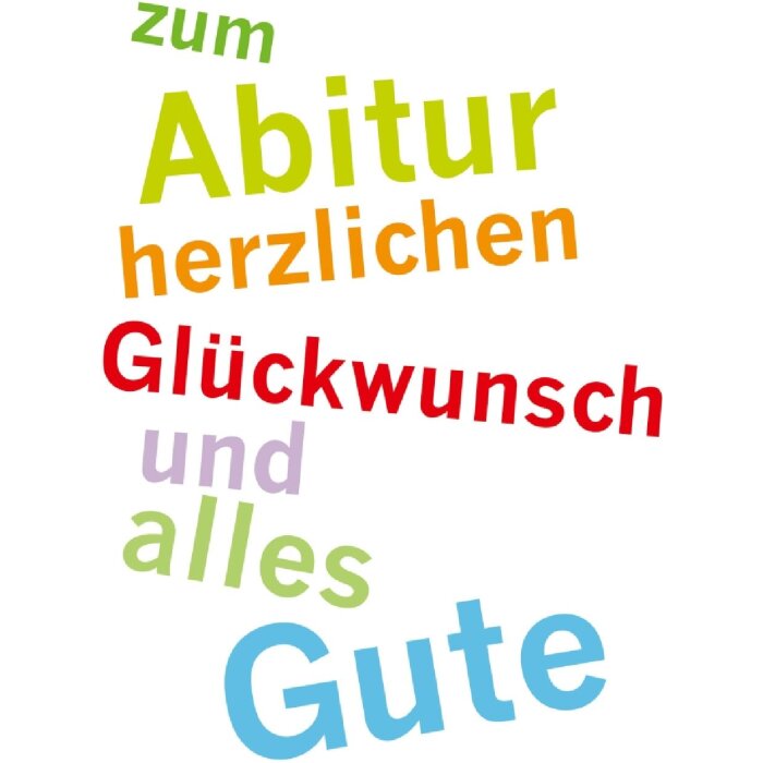 Artebene Glückwunschkarte zum Abitur folierte Karte Typo