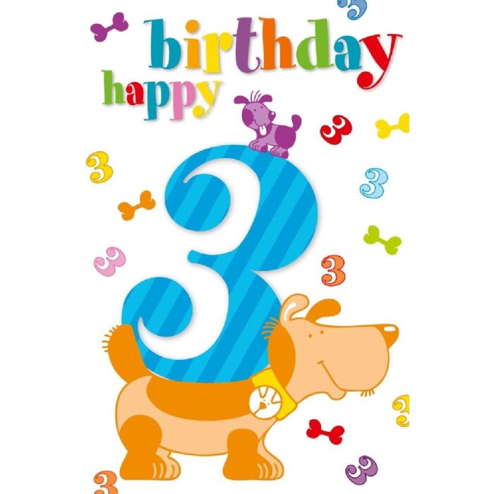 Artebene Karte Präge-3. Happy Birthday-Kids, weiß, 10 x 15 cm