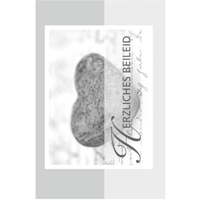 Artebene Karte Präge-Trauer-Herz-Beileid, weiß, einheitlich