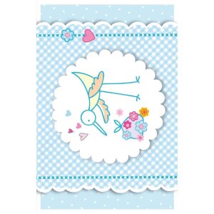 Artebene Karte Storch Baby blau Glitter