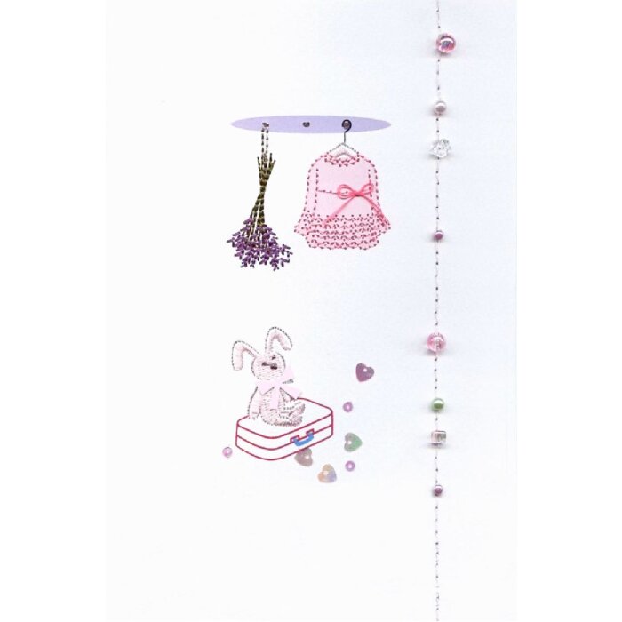 Artebene Karte Stickerei Hase Koffer weiß groß