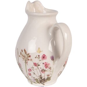 Clayre & Eef 6CE2235S Dekorative Keramik-Kanne Beige-Rosa 16x12x19 cm