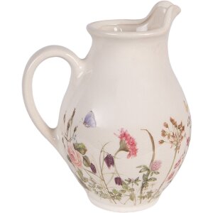 Clayre & Eef 6CE2235S Dekorative Keramik-Kanne Beige-Rosa 16x12x19 cm