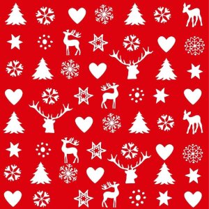 ARTEBENE Papier-Servietten Weihnachtssymbole rot 33x33 cm...
