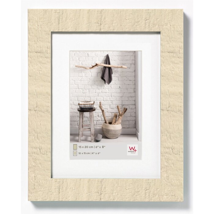 HOME Holzrahmen cremeweiß 15x20 cm mit Passepartout 10x15 cm