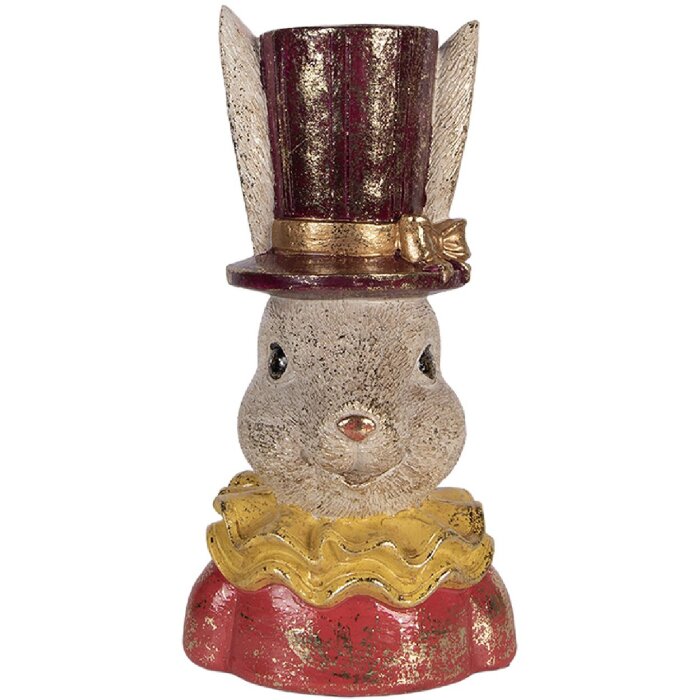 Clayre & Eef 6PR6029 Decorativă bust de iepure bej/roz 16x13x29 cm