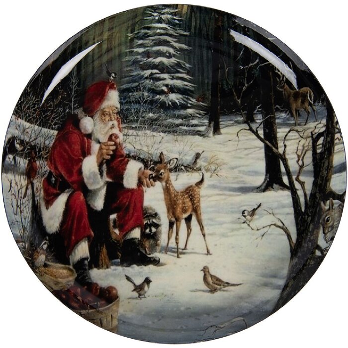 Clayre & Eef 66416 Dekorative Schale Ø 28 cm Höhe 3 cm Grau-Rot