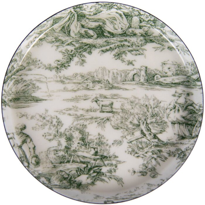 Clayre & Eef 66422 podcăpătă Ø 11 cm x 1 cm alb cu accente verzi