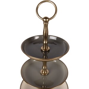 Clayre & Eef 66426 raft cu 3 etaje Ø 18x35 cm bej-aur fier